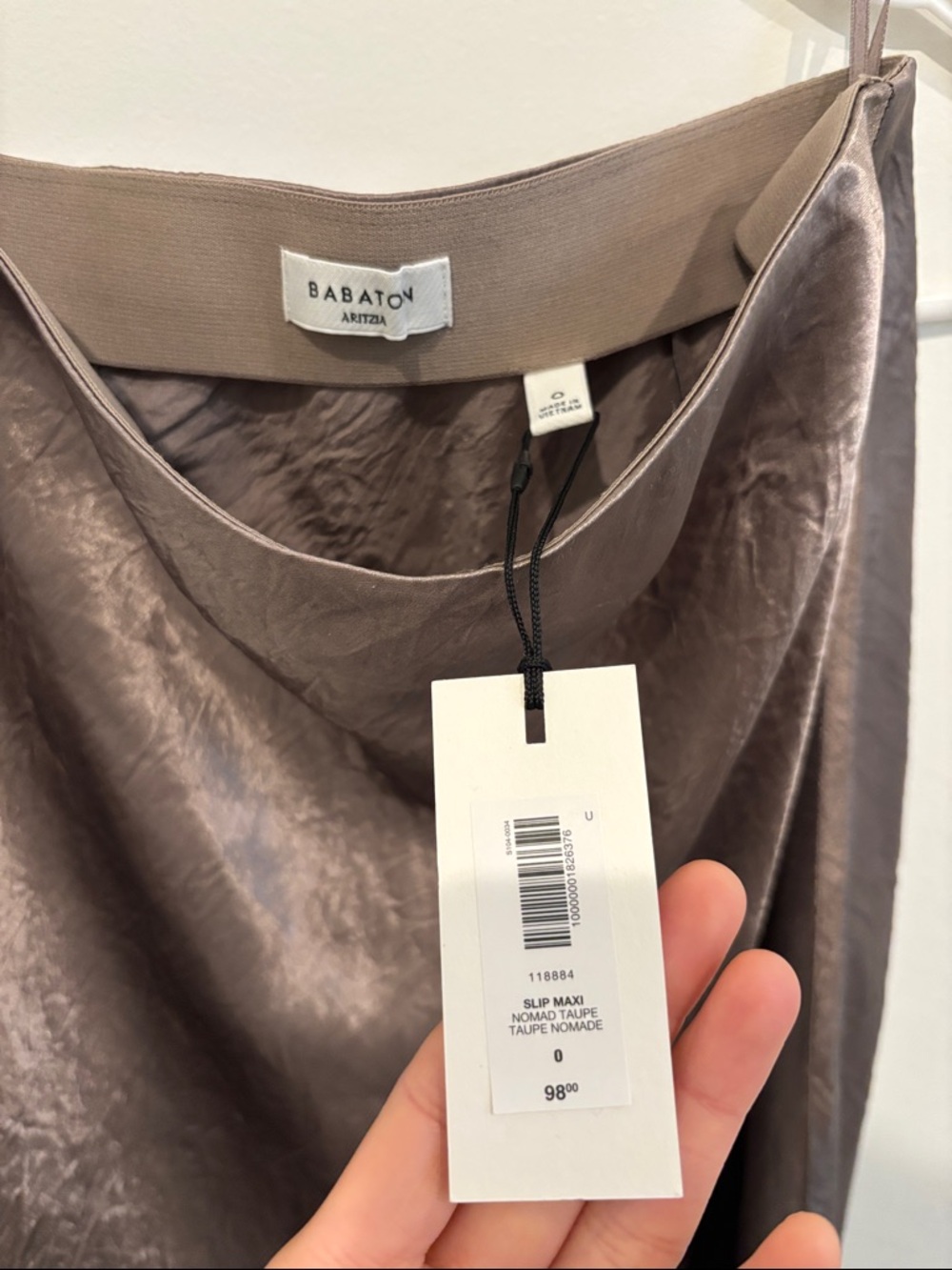 Aritzia Babaton Satin Slip Skirt Nomad Taupe - 0 - Picture 8 of 9